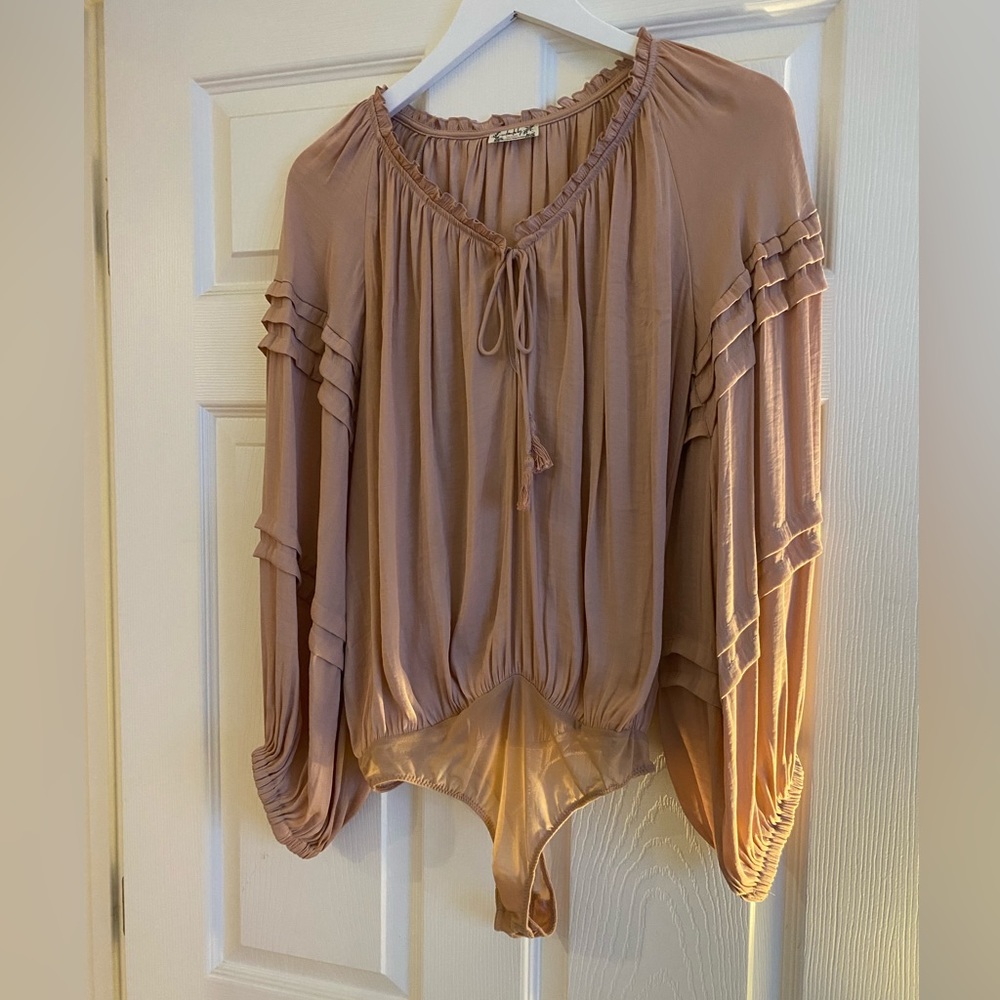 Mauve Long Sleeve Free People Bodysuit
